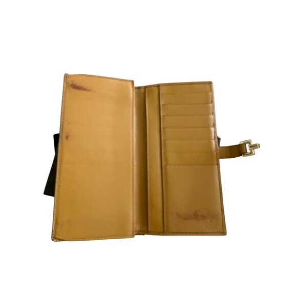 GUCCI Vintage Striped Logo Brown Tan Long Clutch Wallet w/ Box - Picture 6 of 13